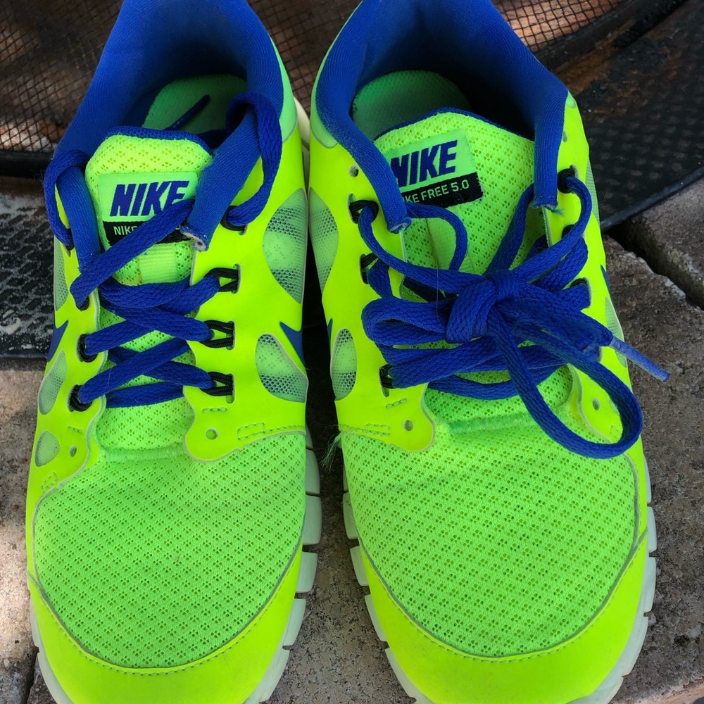 Nike Free Runs 5.0 Neon yellow + blue